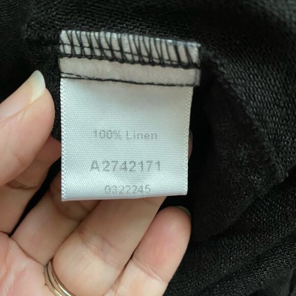 NEW Kleen Size M Linen Peplum Hem Shirt Black Semi Sheer Capsule Minimal - Picture 4 of 5
